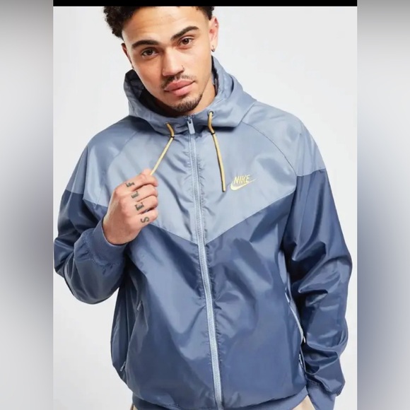 Nike Sportswear Windrunner Gray and Blue Hooded Jacket - Picture 1 of 7